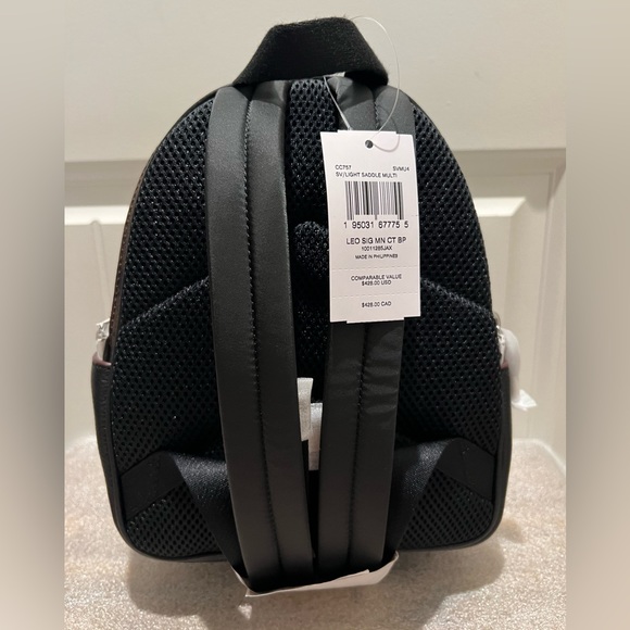 NWT Coach Mini Court Backpack In Signature Canvas With Leopard Print - Picture 4 of 14